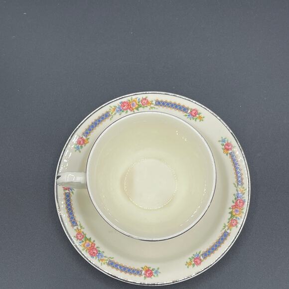 The Hall China Co. Blue Bouquet Teacup and Saucer Set - Picture 5 of 6